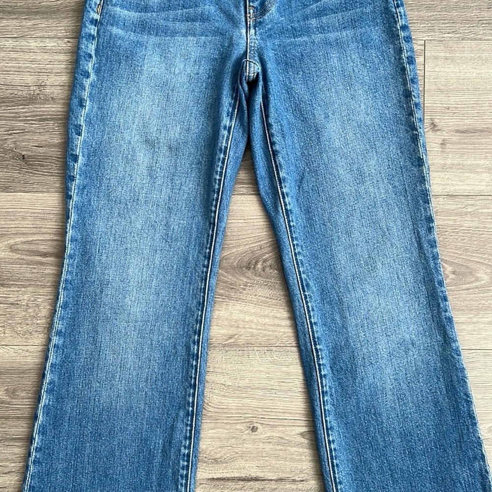 Alice + Olivia Fabulous 70s Bootcut Jeans Best Interest Blue Frayed Hem 24 Waist - Picture 7 of 12
